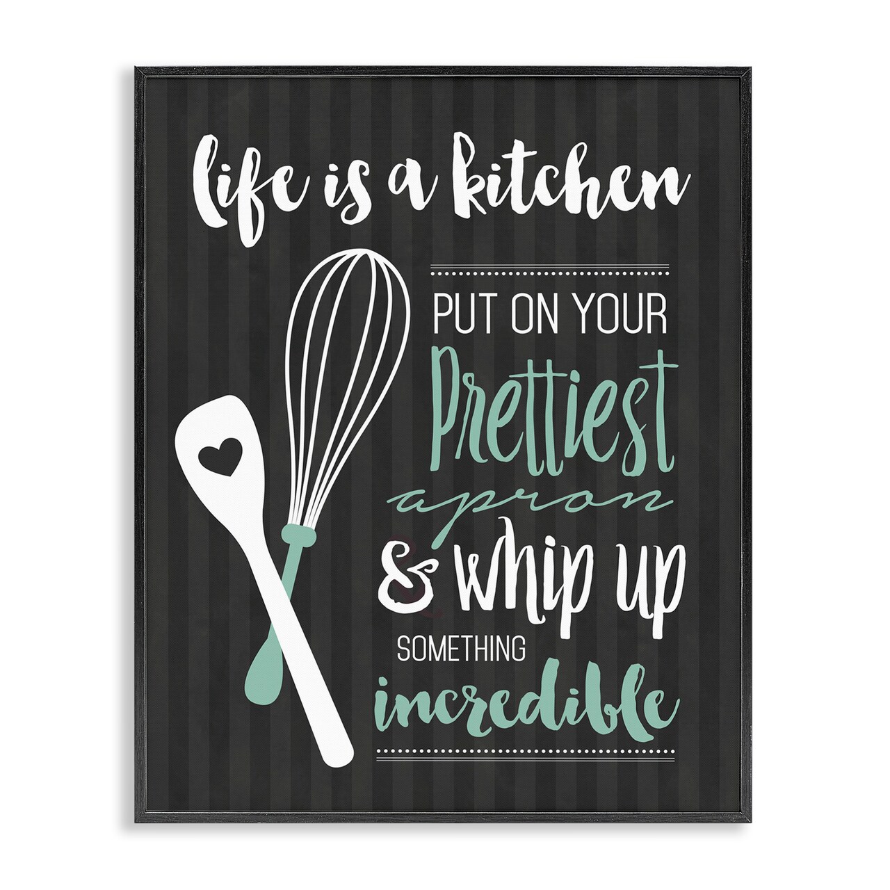 Stupell Industries Life Is A Kitchen Motivational Framed Giclee, design by Lettered and Lined